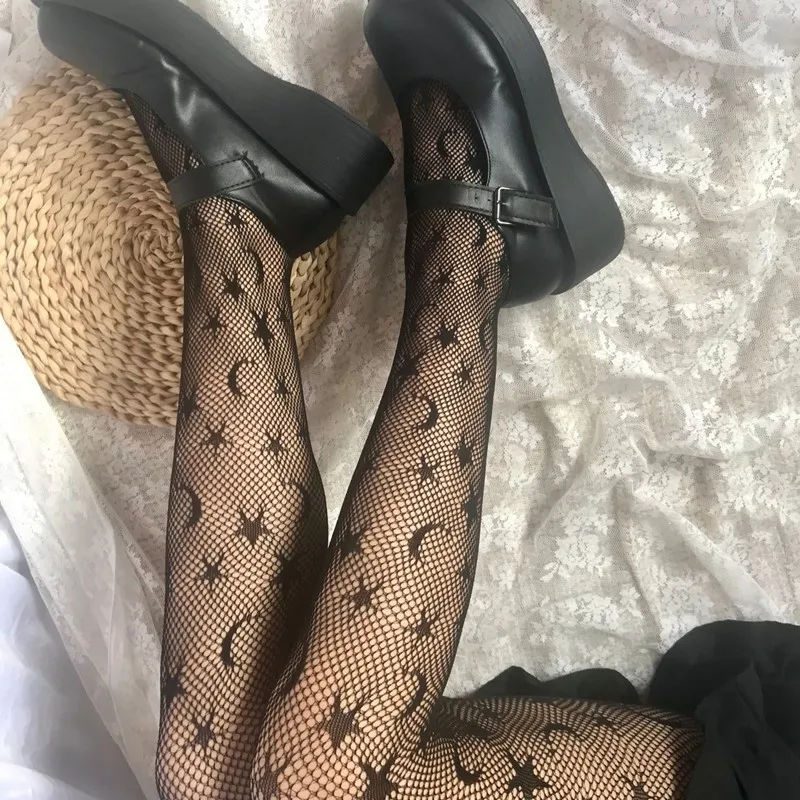 Spring Summer Women Sexy Fishnet Stockings Tights Black Star Moon Pattern Pantyhose Ladies's Stocking Big Elastic Women Tights
Spring Summer Women Sexy Fishnet Stockings Tights Black Star Moon Pattern Pantyhose Ladies's Stocking Big Elastic Women Tights