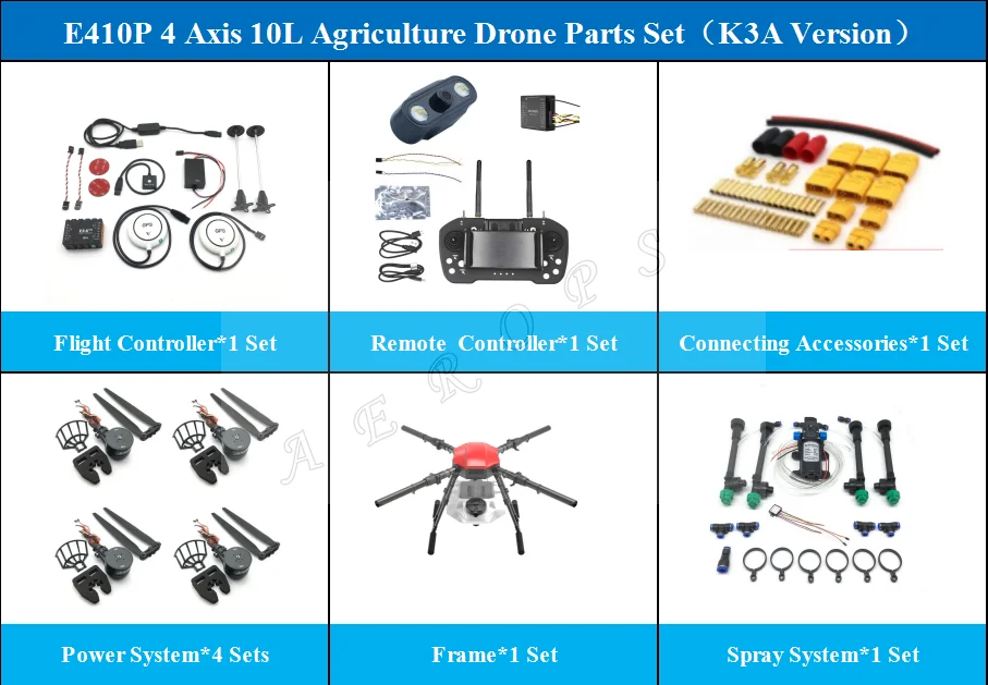 Aerops E410P 4 Axis 10L 10KG Payload Agriculture Drone UAV Parts Set Jiyi K3A K++ VKE V7-AG Boying Paladin Flight Control
Aerops E410P 4 Axis 10L 10KG Payload Agriculture Drone UAV Parts Set Jiyi K3A K++ VKE V7-AG Boying Paladin Flight Control