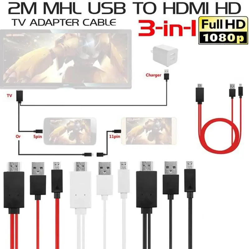 MHL 11Pin Micro USB к HDMI-совместимый 1080P HD TV кабель адаптер для телефона Android Samsung |