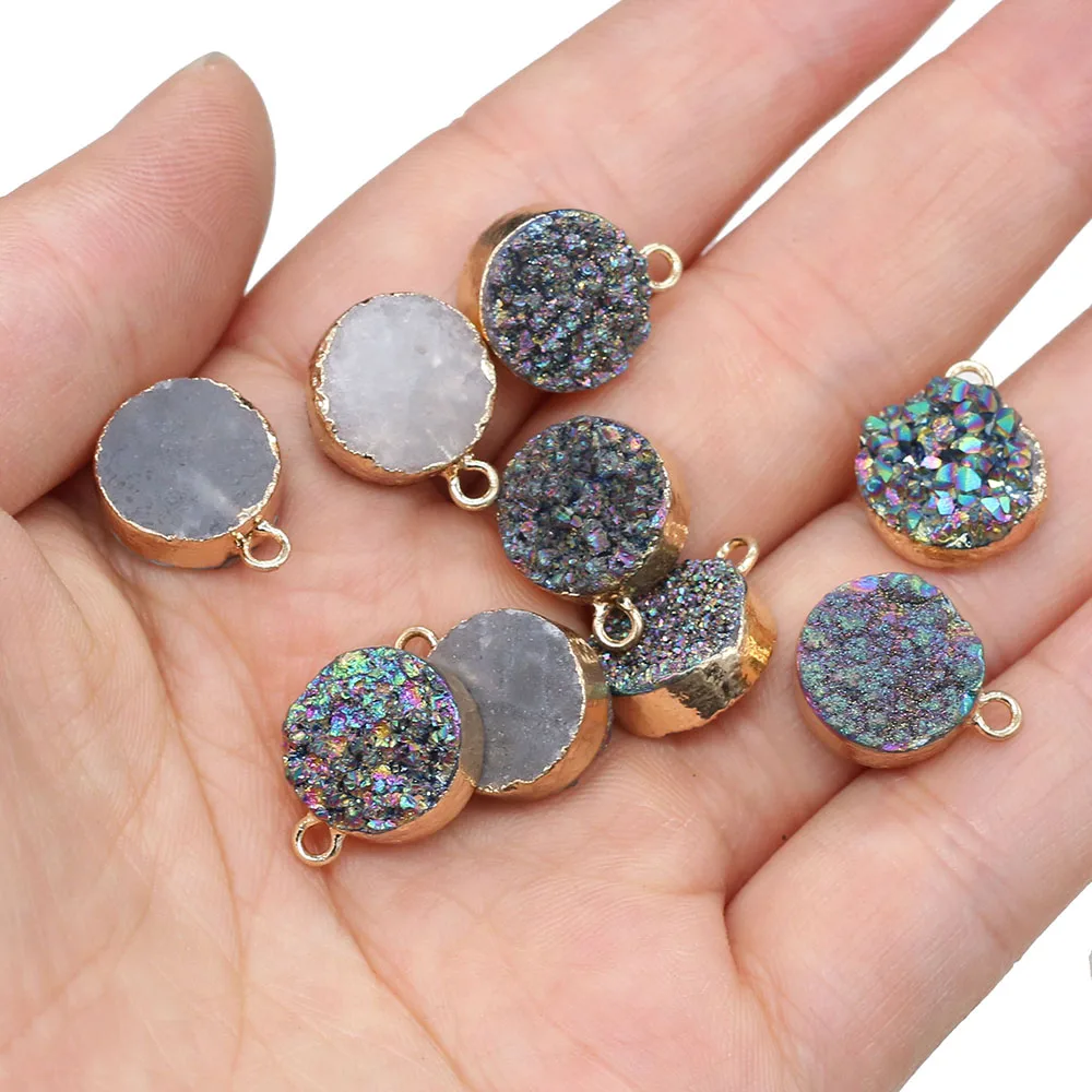 Fine Natural Stone Pendants Round Gold plated Agates Druzy Charms for Jewelry Making Necklace Earrings Crafts for Women
Fine Natural Stone Pendants Round Gold plated Agates Druzy Charms for Jewelry Making Necklace Earrings Crafts for Women