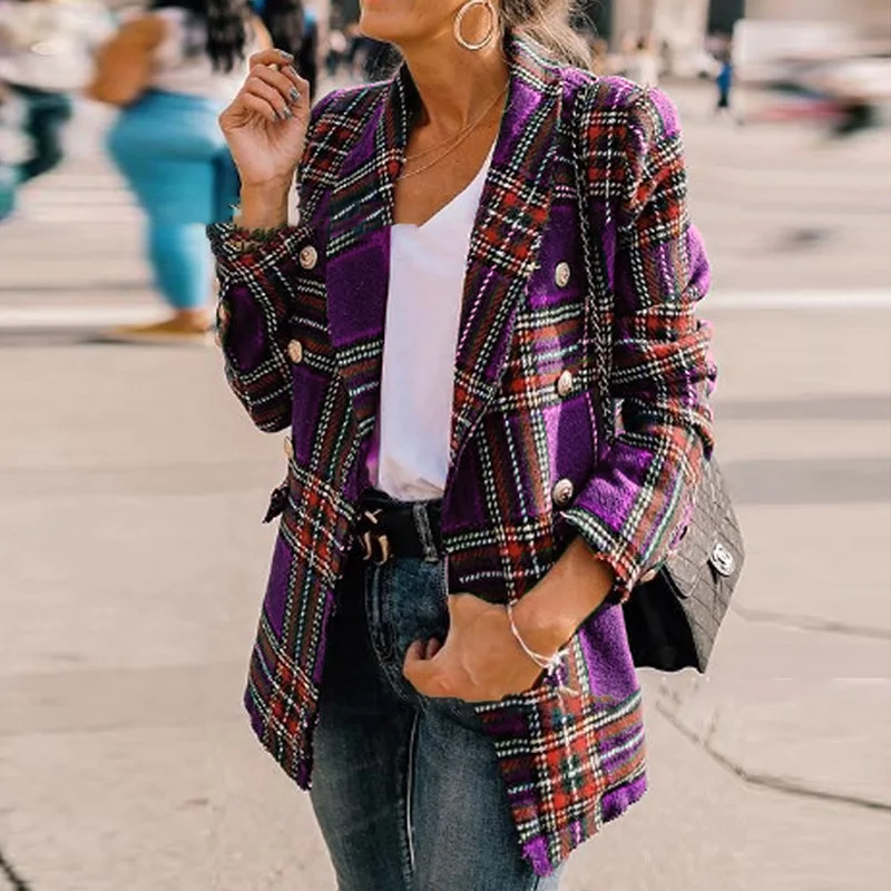 2020 US/Eur women's hot style plaid long-sleeved woollen garment cardigan medium long coat Street style clothing in winter
2020 US/Eur women's hot style plaid long-sleeved woollen garment cardigan medium long coat Street style clothing in winter