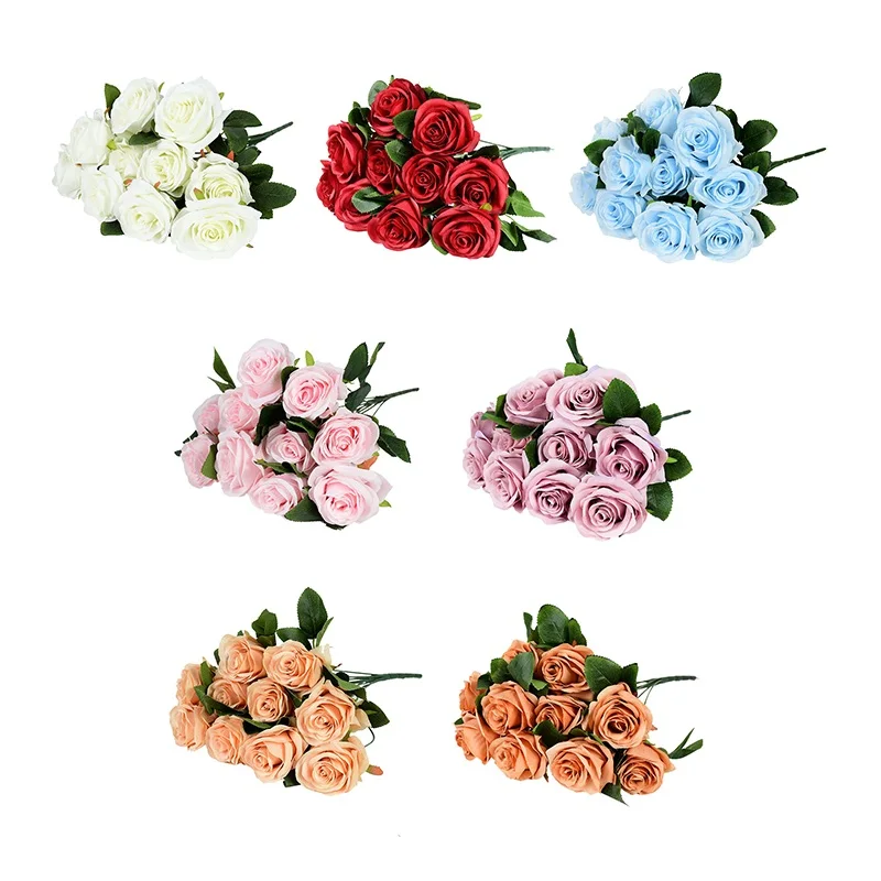 10Pcs/Bunch Artificial Rose Bouquet With Green Leaves Colorful Fake Flower DIY Birthday Wedding Garden Home Decor Shooting Props
10Pcs/Bunch Artificial Rose Bouquet With Green Leaves Colorful Fake Flower DIY Birthday Wedding Garden Home Decor Shooting Props