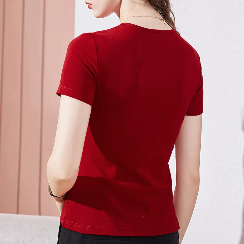 Women's T-Shirt 2021 New Summer Short Sleeve Tops Fashion Casual V-Neck Solid Color Cotton tshirt Plus Size Clothing Blusas
Women's T-Shirt 2021 New Summer Short Sleeve Tops Fashion Casual V-Neck Solid Color Cotton tshirt Plus Size Clothing Blusas