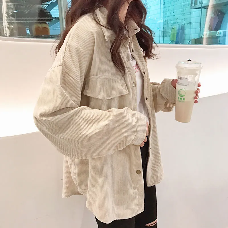 2019 New Fashion Woman Corduroy Jacket Solid Shirt Single Breasted Turn Down Collar Long Sleeve Pocket Button Feminina T90801J
2019 New Fashion Woman Corduroy Jacket Solid Shirt Single Breasted Turn Down Collar Long Sleeve Pocket Button Feminina T90801J