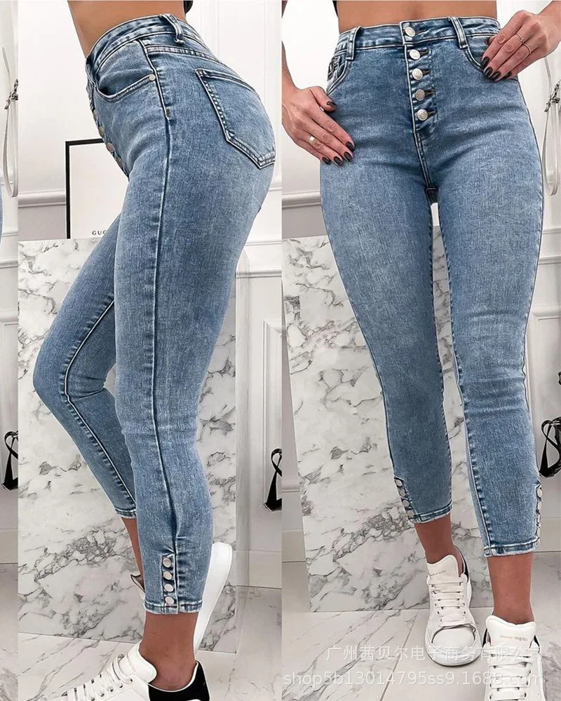 WEPBEL Women Elegant Blue Denim Pants Ladies Vintage Fashion High Waist Button Skinny Pencil Jeans Long Trousers
WEPBEL Women Elegant Blue Denim Pants Ladies Vintage Fashion High Waist Button Skinny Pencil Jeans Long Trousers