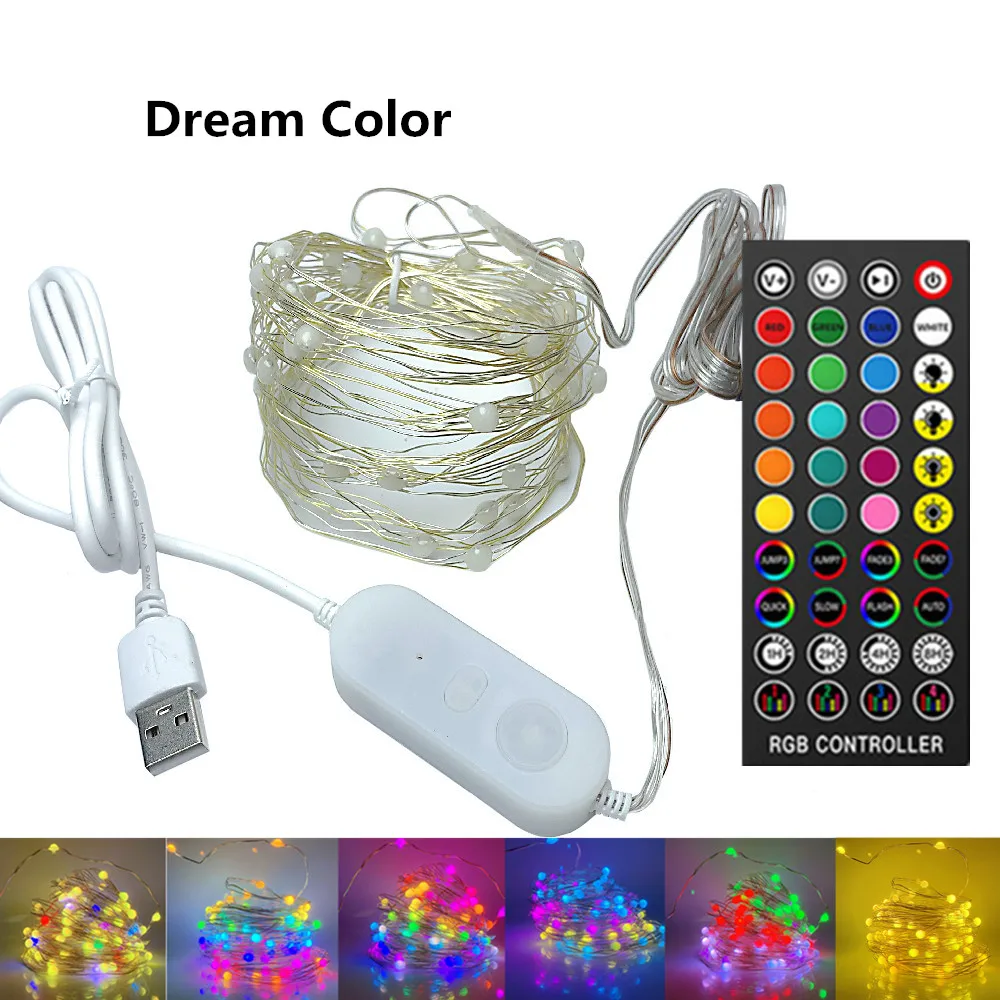 Dream Color USB Copper LED String Light With 40Keys IR Remote Controller For Christmas Party Wedding Holiday Decoration
Dream Color USB Copper LED String Light With 40Keys IR Remote Controller For Christmas Party Wedding Holiday Decoration