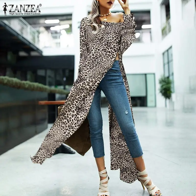 ZANZEA Fashion Leopard Printed Women's Blouse 2021 Spring Long Sleeve Maxi Tops Casual Slipt Off Shoulder Oversized Blusa Femme
ZANZEA Fashion Leopard Printed Women's Blouse 2021 Spring Long Sleeve Maxi Tops Casual Slipt Off Shoulder Oversized Blusa Femme
