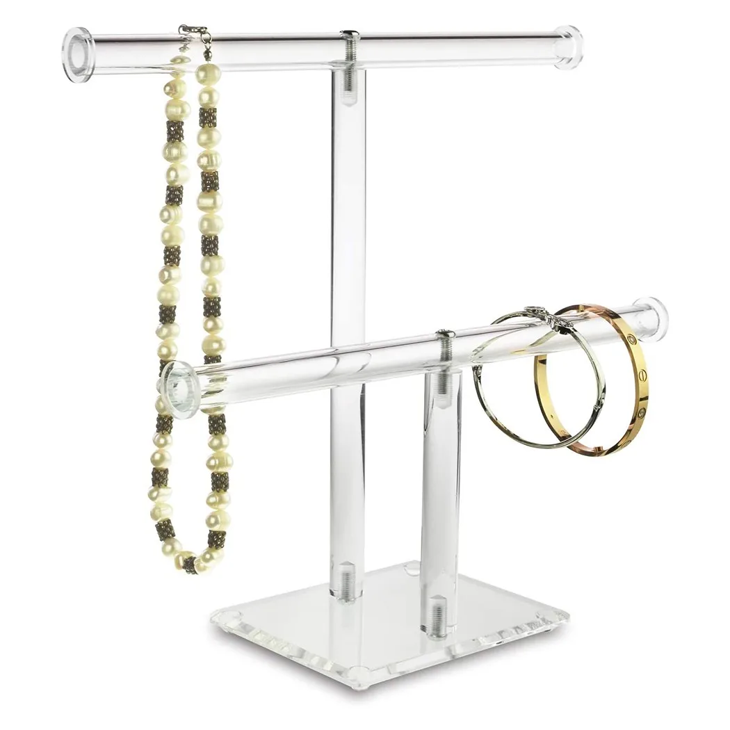 Transparent Acrylic Round Bracelet Display Stand 2 Layer T-shaped Jewelry Display Stand Jewelry Storage Rack
Transparent Acrylic Round Bracelet Display Stand 2 Layer T-shaped Jewelry Display Stand Jewelry Storage Rack