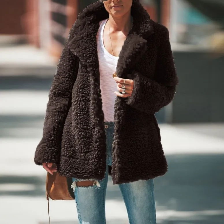 Fall Winter women 2021 Wool Fleece Jacket Lapel Solid Color Long Sleeve Warm Pure Color Jacket Cardigan
Fall Winter women 2021 Wool Fleece Jacket Lapel Solid Color Long Sleeve Warm Pure Color Jacket Cardigan