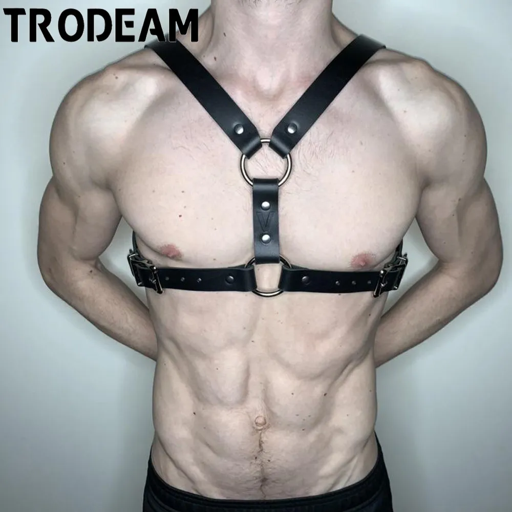 TRODEAM кожаный мужской ремень для подвязок фетиш тела клетка связывания