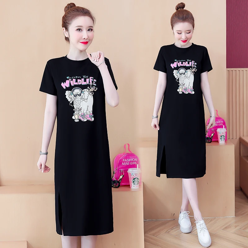 printed dress 2021 summer new plus size M-4XL loose and thin, simple in the long section split hedging t-shirt long skirt
printed dress 2021 summer new plus size M-4XL loose and thin, simple in the long section split hedging t-shirt long skirt