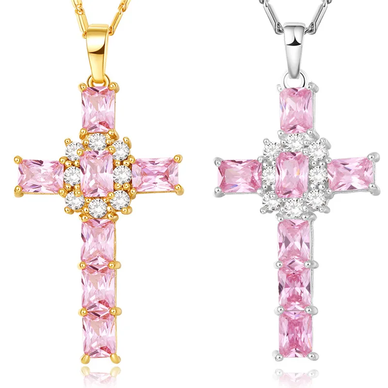 Cross Crystal Necklace Women Jewelry Gift Wholesale Silver/Gold Color Luxury Pink/Clear Cubic Zirconia Pendant & Chain
Cross Crystal Necklace Women Jewelry Gift Wholesale Silver/Gold Color Luxury Pink/Clear Cubic Zirconia Pendant & Chain