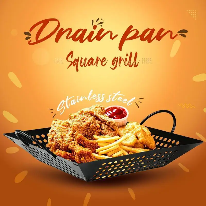BBQ Stainless Steel Grill Drain Plate Square Grill Tray With Perforated Stainless Grill Tray Outdoor Tool Vegetable Grill Pan
BBQ Stainless Steel Grill Drain Plate Square Grill Tray With Perforated Stainless Grill Tray Outdoor Tool Vegetable Grill Pan
