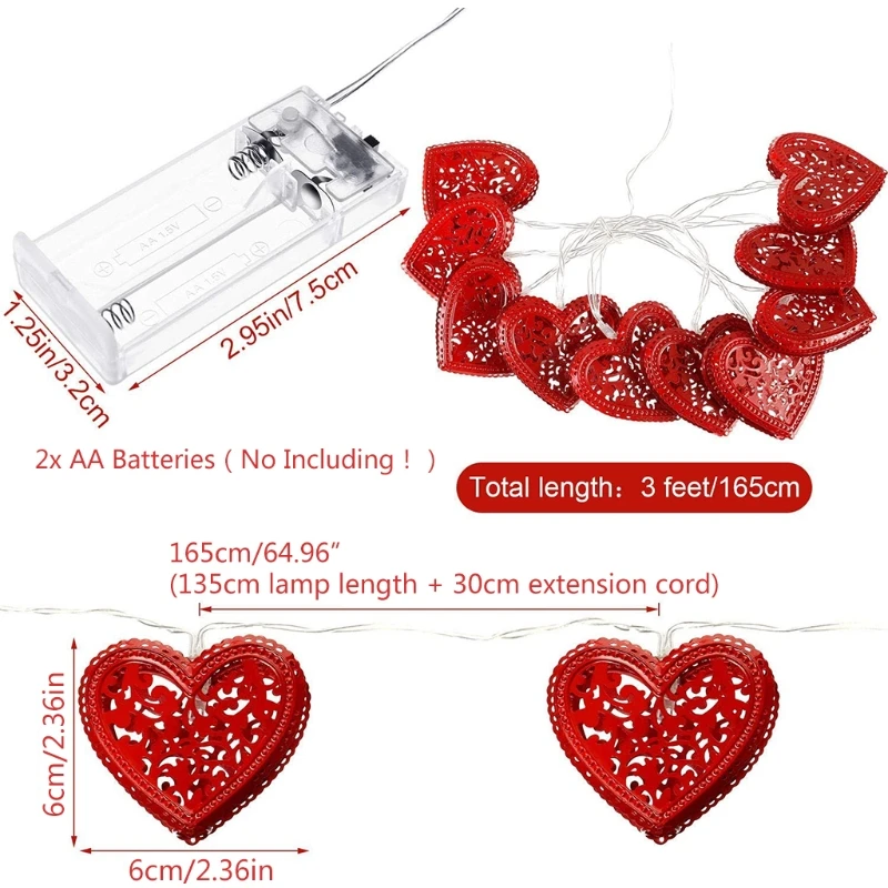 20 Bulbs 2 Pieces Red Heart Shape Light Valentine's Day String Light Hollow Heart Shape Fairy Light for Home Valentines
20 Bulbs 2 Pieces Red Heart Shape Light Valentine's Day String Light Hollow Heart Shape Fairy Light for Home Valentines