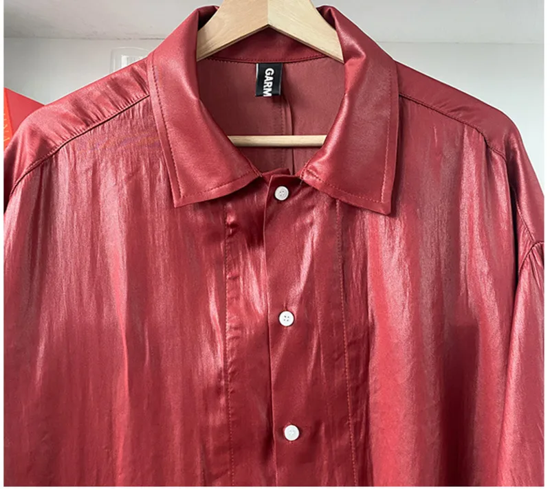 IEFB Men's Korean Styly Shirt Solid Color Thin Loose Half Sleeve Black Red Shiny Shirt 2021 New Lapel Single Breasted Top 9Y8383
IEFB Men's Korean Styly Shirt Solid Color Thin Loose Half Sleeve Black Red Shiny Shirt 2021 New Lapel Single Breasted Top 9Y8383