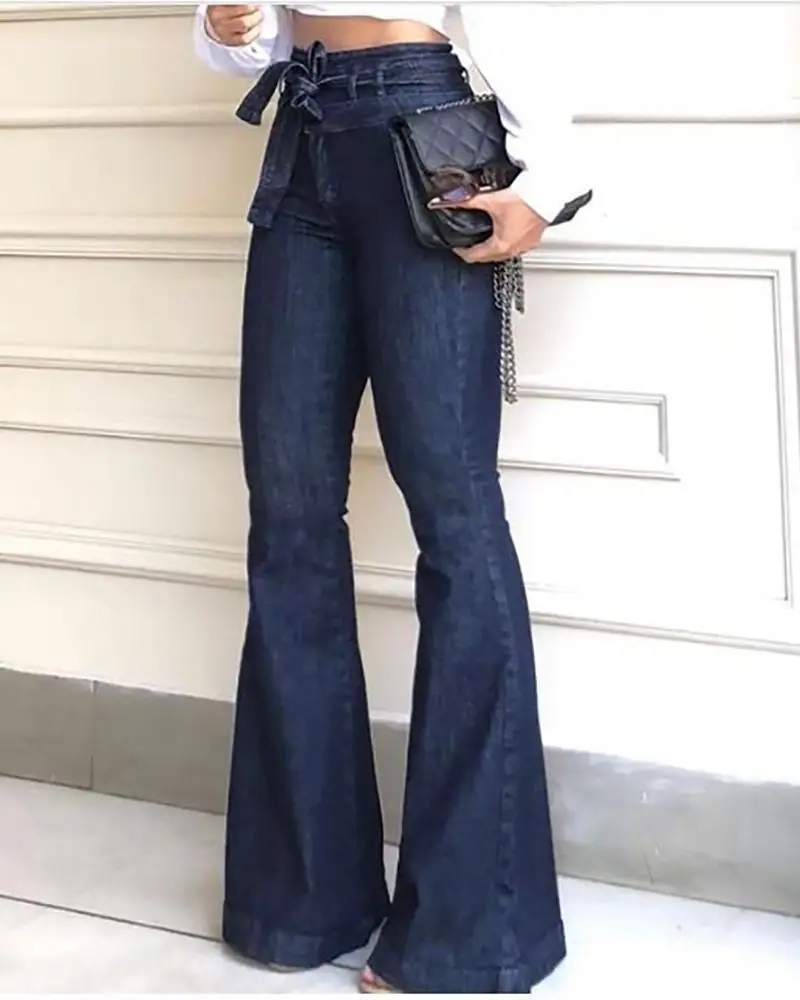 2022 джинсовые женские брюки с завышенной талией пикантные пакетами повседневные