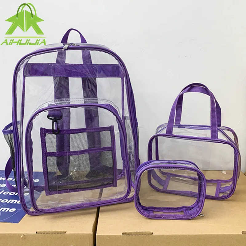 Fashion Unisex 3 in 1 PVC Waterproof Transparent Backpack High Quality Female School Bag 2021 New Large Capacity Shoulder Bags
Fashion Unisex 3 in 1 PVC Waterproof Transparent Backpack High Quality Female School Bag 2021 New Large Capacity Shoulder Bags