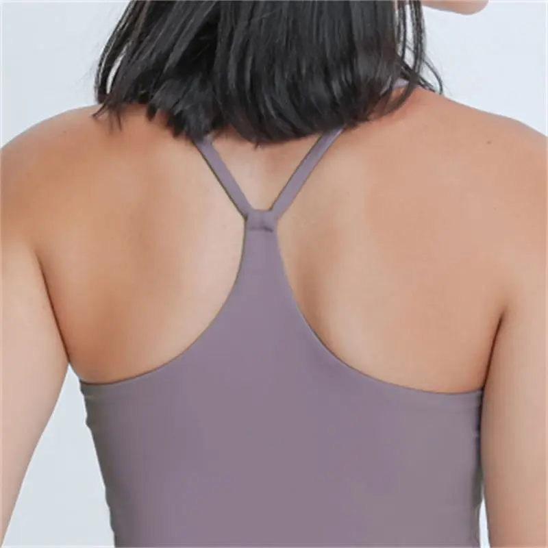 

MIMY Nepoagym EMOTION Buttery Soft Women Workout Crop Tank Bras with Y Strappy Back Longline Gym Top with Removable Padding