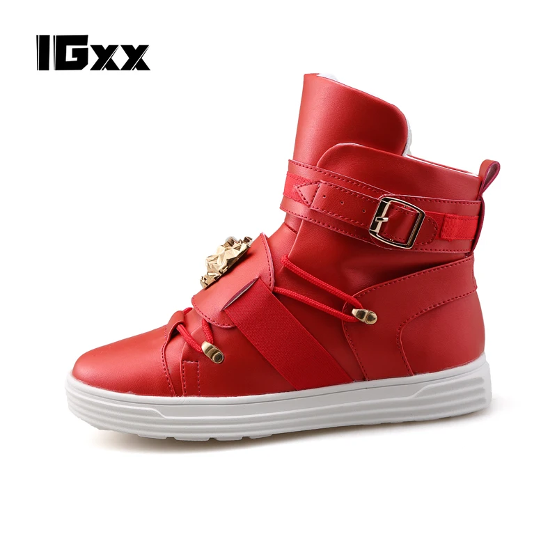 IGxx men red High Shoes Leather Men's Sneakers Punk Ankle Boots for Men Metal Motorcycle Hook&Loop punk red Shoes
IGxx men red High Shoes Leather Men's Sneakers Punk Ankle Boots for Men Metal Motorcycle Hook&Loop punk red Shoes