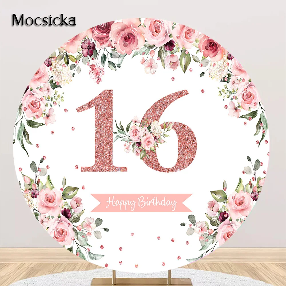 Round Sweet 16th Birthday Party Background Pink Flowers Girls Happy 1st Birthday Cake Smash Backdrop Circle Cover Decorations
Round Sweet 16th Birthday Party Background Pink Flowers Girls Happy 1st Birthday Cake Smash Backdrop Circle Cover Decorations