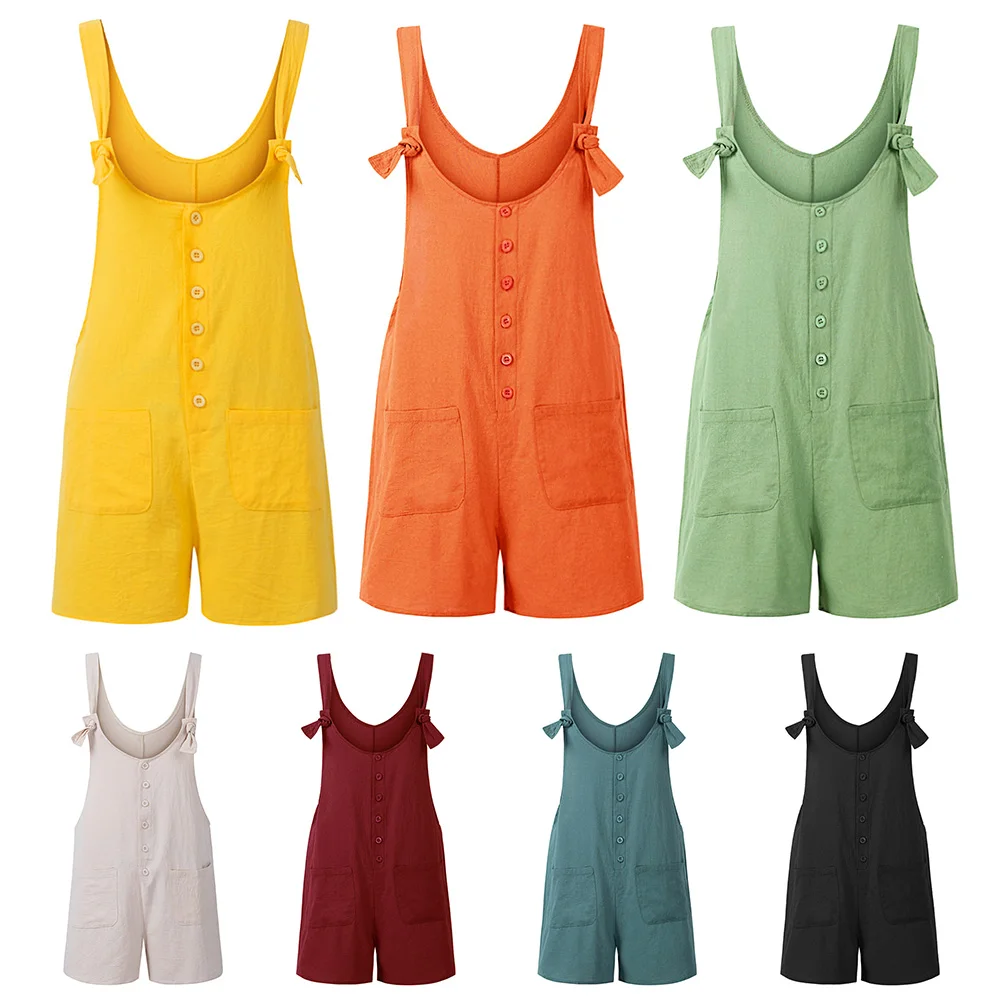 Summer Women Jumpsuit Loose Overalls Buttons Front Adjustable Shoulder Strap Plus Size Rompers Suspender Playsuit
Summer Women Jumpsuit Loose Overalls Buttons Front Adjustable Shoulder Strap Plus Size Rompers Suspender Playsuit