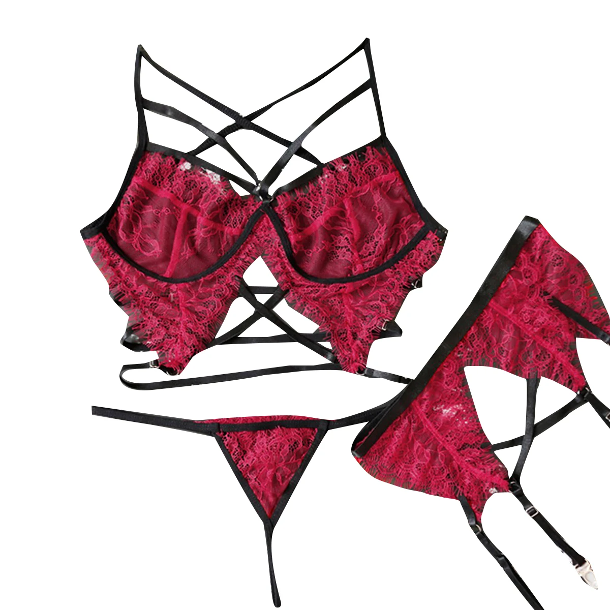 Women Lingerie Set 3 Piece Sexy Lace Mesh Gauze Crochet Bandage Erotic Lingerie Bra and Panty
Women Lingerie Set 3 Piece Sexy Lace Mesh Gauze Crochet Bandage Erotic Lingerie Bra and Panty