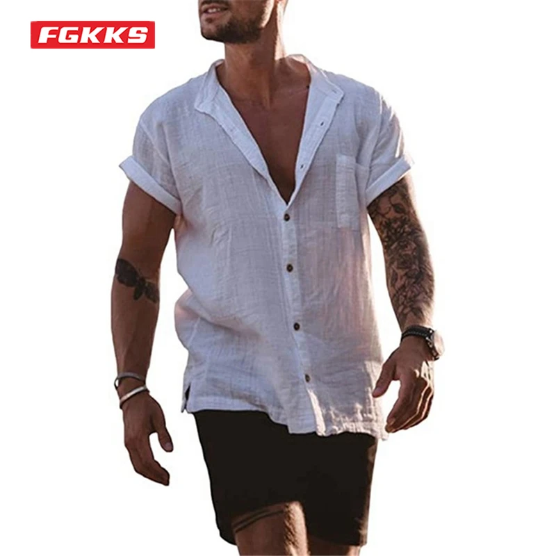 FGKKS Summer Casual Shirts Men Cotton Linen Breathable Solid Color Single Breasted Short Sleeved Cardigan Loose Shirts Male
FGKKS Summer Casual Shirts Men Cotton Linen Breathable Solid Color Single Breasted Short Sleeved Cardigan Loose Shirts Male