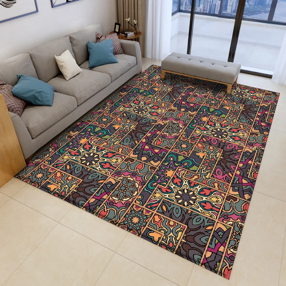 

Dropshipping Nonslip Mandala Style Colorful Floral Pattern Rug Floor Mat Bathroom Living Room Bedroom Carpet Decor Коврики