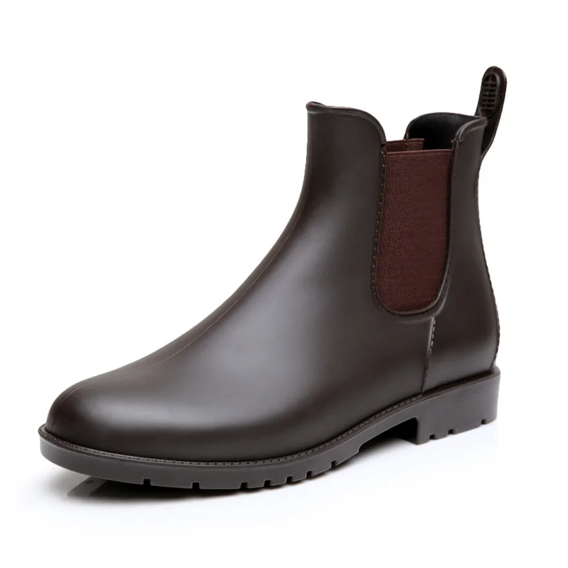 2019 Men rubber rain boots fashion black chelsea boots slip-on waterproof ankle boots rainboots botas size 38-43 jkm9