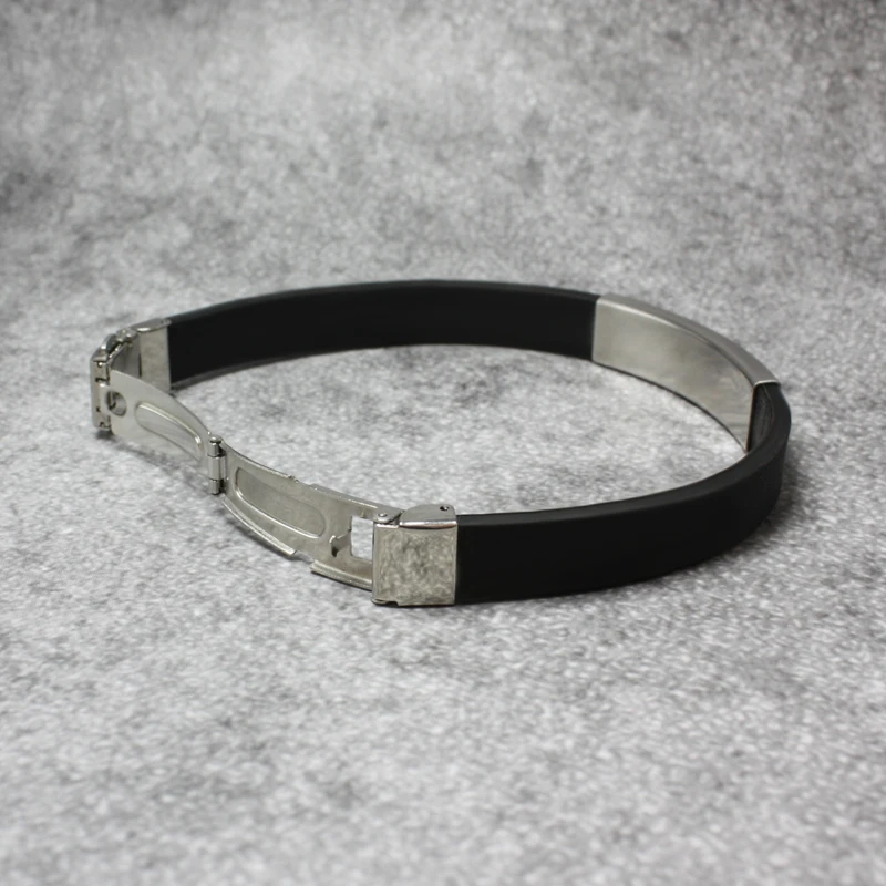 Black Sport Silicone Bracelets Bangles Men Stainless Steel Geometric Charm Jewelry Punk Accessories Cuff Bangle | Украшения и