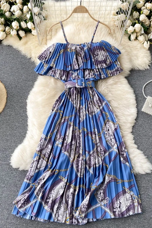 Women Summer A Line Dress Retro Chain Printing Pleated Ruffled Dress Female Plus Size Off Shoulder Strap Long Dress
Women Summer A Line Dress Retro Chain Printing Pleated Ruffled Dress Female Plus Size Off Shoulder Strap Long Dress