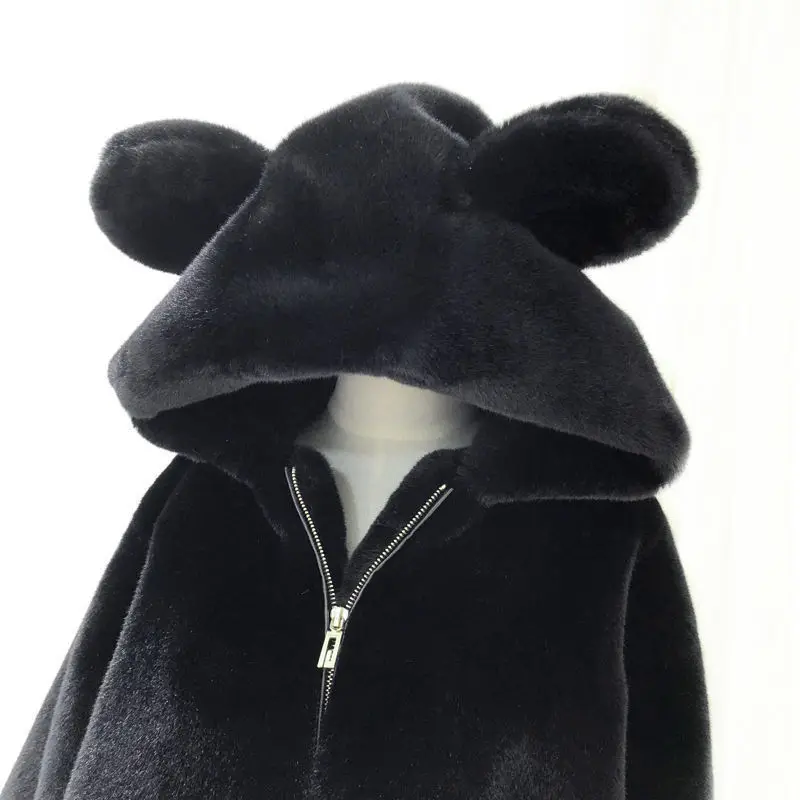 Женское зимнее меховое пальто 2021New Cute Bear Ears пушистая бархатная стеганая куртка