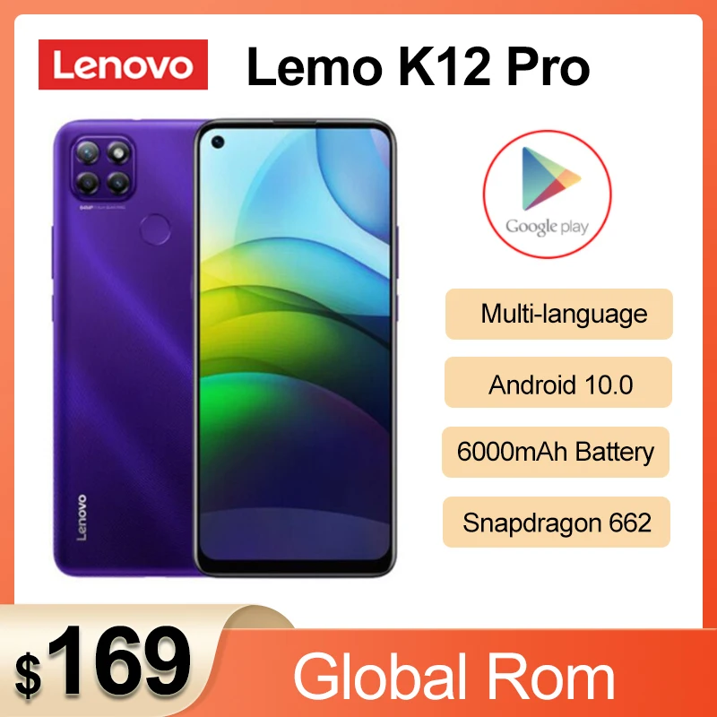 Смартфон Lenovo Lemo K12 Pro 4G мобильный телефон дюйма Snapdragon 6 8 Восьмиядерный 662 мАч 6000