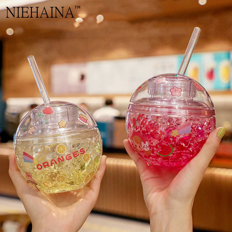 400Ml Creative Spherical Water Bottle With Straw Plastic Cup Lovely Girl Water Cup Children's Gift Kawaii Mugs Drinking Bottles
400Ml Creative Spherical Water Bottle With Straw Plastic Cup Lovely Girl Water Cup Children's Gift Kawaii Mugs Drinking Bottles