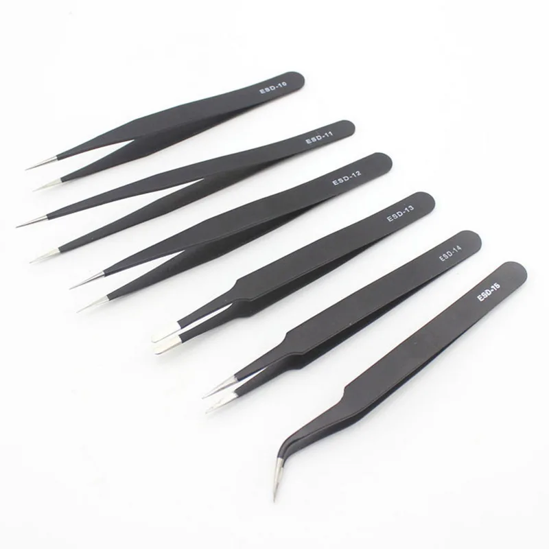 6PCs ESD Precision Industrial Tweezers Anti-static magnetic Stainless Steel Tweezers Set for Electronics Soldering
6PCs ESD Precision Industrial Tweezers Anti-static magnetic Stainless Steel Tweezers Set for Electronics Soldering