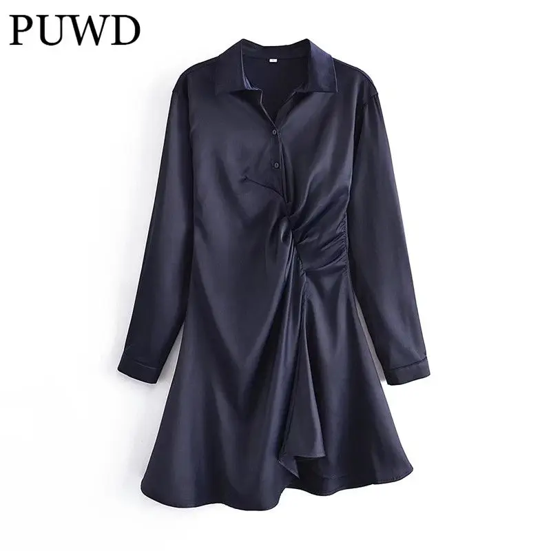PUWD Casual Women V Neck Draw Back Dress 2021 Autumn Fashion Ladies High Street Vintage Dress Female Solid Color Shirt Dress
PUWD Casual Women V Neck Draw Back Dress 2021 Autumn Fashion Ladies High Street Vintage Dress Female Solid Color Shirt Dress