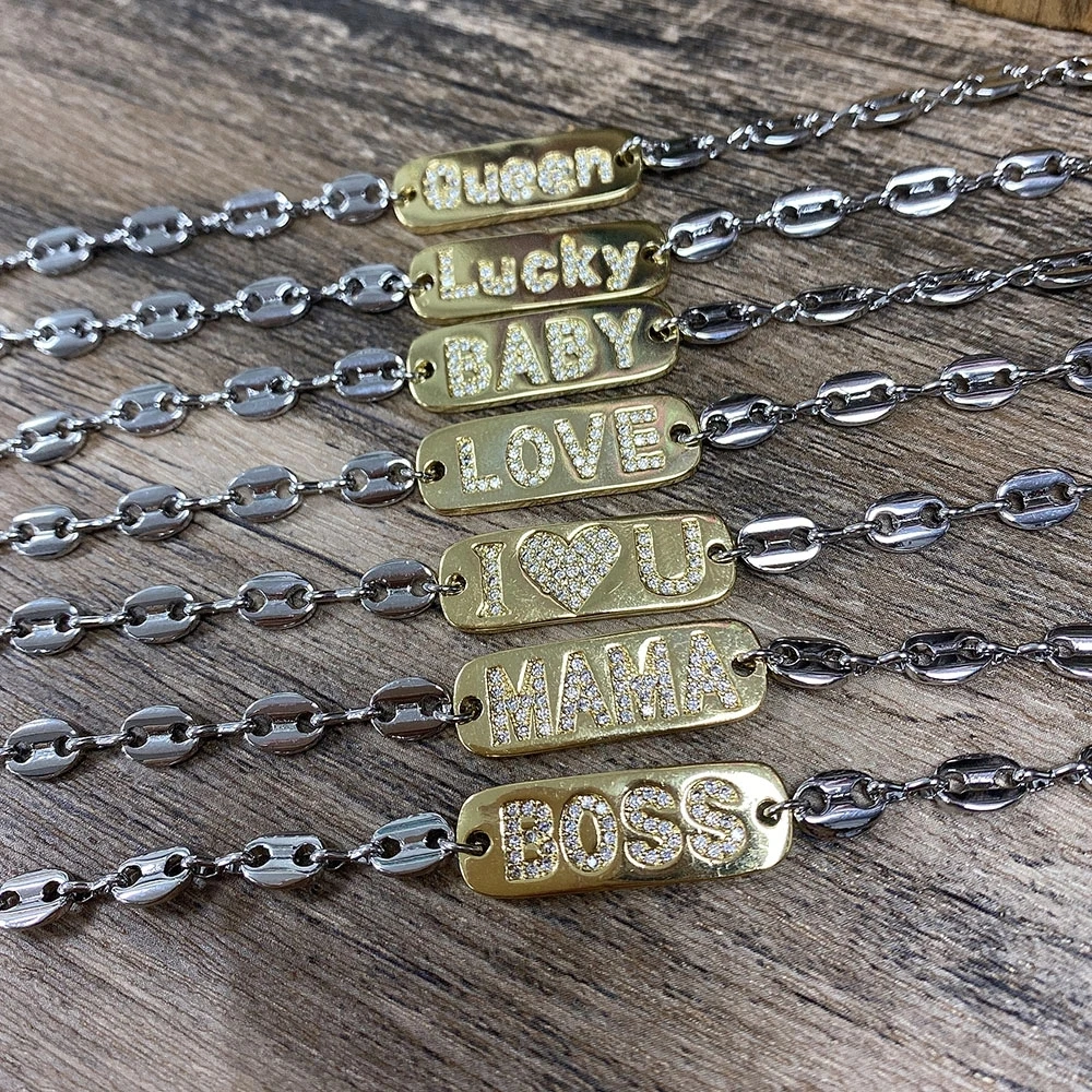 6Pcs 2021 New MAMA/BOSS/BABY Name Charm Brass Bracelets with Silver Pig Nose Shape Chain Bracelets
6Pcs 2021 New MAMA/BOSS/BABY Name Charm Brass Bracelets with Silver Pig Nose Shape Chain Bracelets