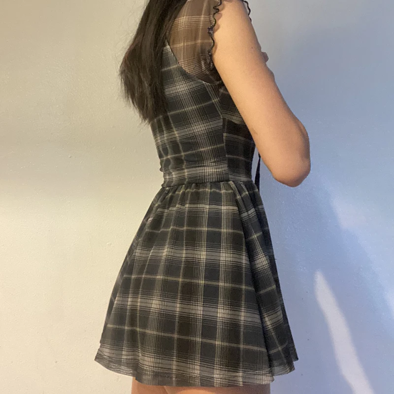 Waatfaak Patchwork Black Lace Mini Dress Sexy Club Wear Square Neck Woman Plaid Dress Vintage Summer Y2K Harajuku Blue Chic 2021 
Waatfaak Patchwork Black Lace Mini Dress Sexy Club Wear Square Neck Woman Plaid Dress Vintage Summer Y2K Harajuku Blue Chic 2021