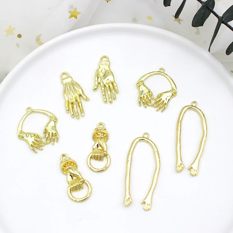 10pcs metal trendy personality golden palm pendant necklace earrings bracelet DIY unique handmade jewelry making
10pcs metal trendy personality golden palm pendant necklace earrings bracelet DIY unique handmade jewelry making