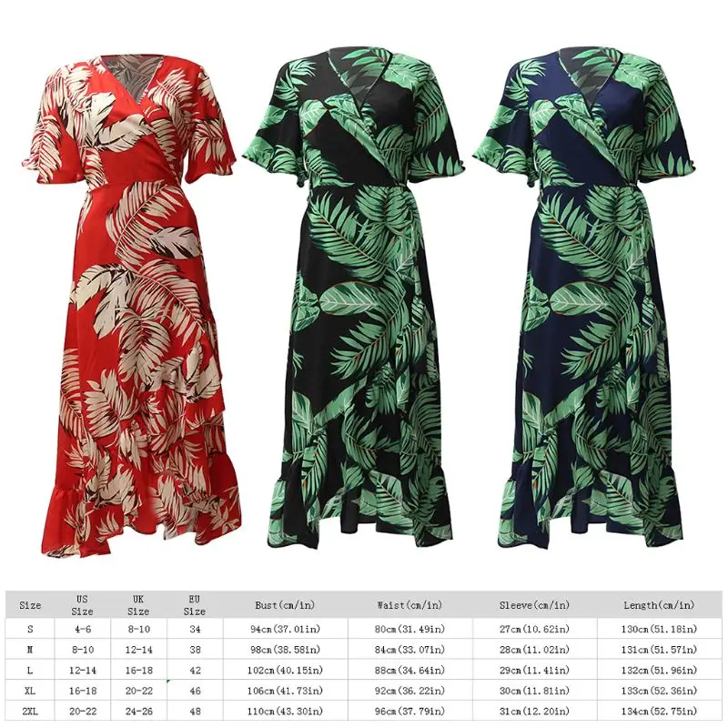 Womens Summer Half Flare Sleeves Chiffon Midi Dress Boho Tropical Leaves Printed Belted High Waist Split Asymmetric Ruffles BX0A
Womens Summer Half Flare Sleeves Chiffon Midi Dress Boho Tropical Leaves Printed Belted High Waist Split Asymmetric Ruffles BX0A