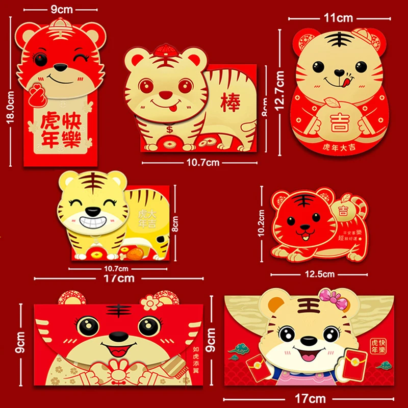 6pcs 2022 Chinese Lucky Red Envelopes New Year Red Packet for Year of the Tigers Money Pockets
6pcs 2022 Chinese Lucky Red Envelopes New Year Red Packet for Year of the Tigers Money Pockets