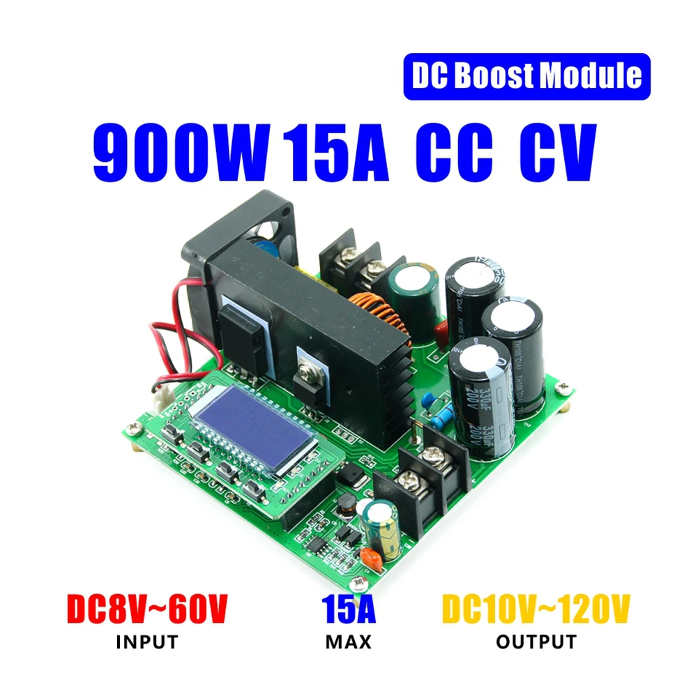 Цифровой дисплей DC Boost 900 Вт 15 А преобразователь с 8 60 в до 10 120 В Модуль повышения