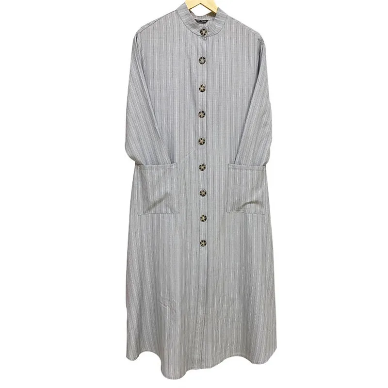 Women's Striped Shirt Dress Long Sleeve Stand Collar Single Breasted Pockets Loose Casual Trench Coat Pregnant Female Maternity
Women's Striped Shirt Dress Long Sleeve Stand Collar Single Breasted Pockets Loose Casual Trench Coat Pregnant Female Maternity