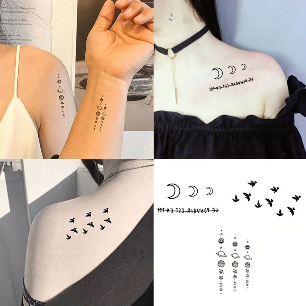 Waterproof Temporary Fake Tattoo Planet Moon Swallows Pattern Dark Style For Hand Neck Body Art Sexy Tattoo
Waterproof Temporary Fake Tattoo Planet Moon Swallows Pattern Dark Style For Hand Neck Body Art Sexy Tattoo