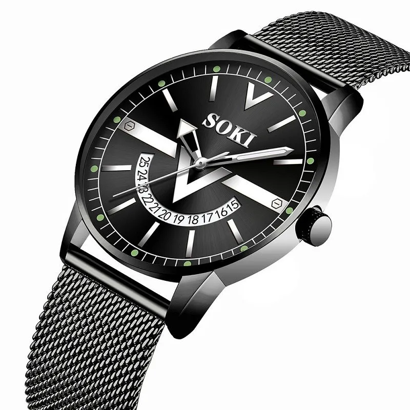 

SOKI Brand Watches Chronograph Quartz Watch Men Stainless Steel Multiple calendars Sports Clock Watches Business reloj hombre