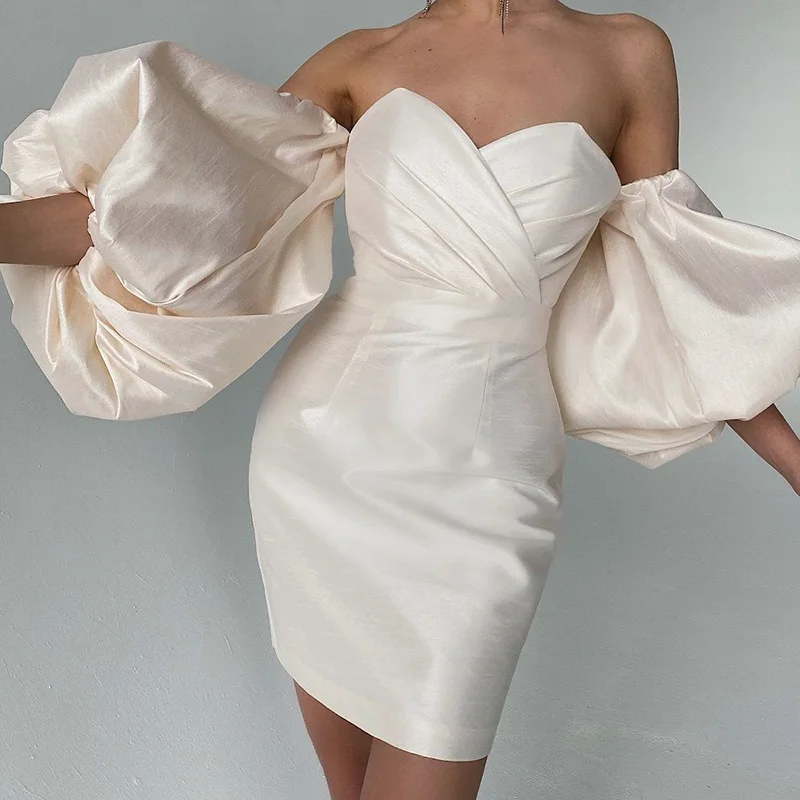 InstaHot/элегантные вечерние платья для женщин 2021 рукав фонарик вечернее платье с