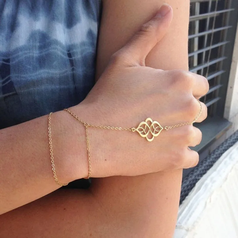 Золотая цепочка на руку Ручные ювелирные изделия браслет-ведомый стиль бохо