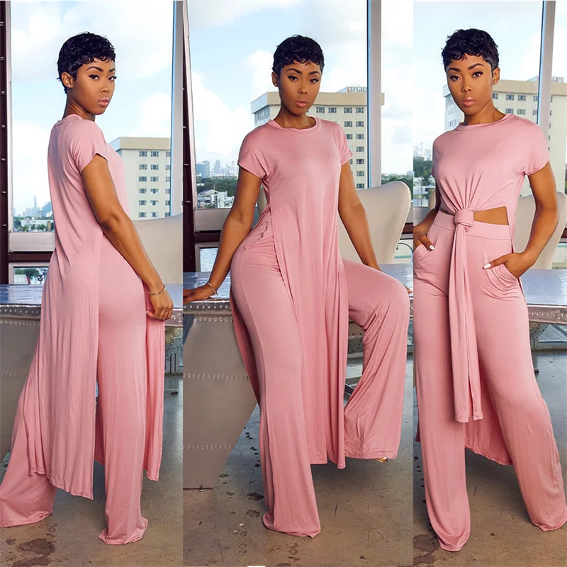 Thorn Tree 2021 Women Short Sleeve High Split Long T-shirts Dress Fashion Solid Color High Waist Wide Leg Pants Loose Tracksuits
Thorn Tree 2021 Women Short Sleeve High Split Long T-shirts Dress Fashion Solid Color High Waist Wide Leg Pants Loose Tracksuits