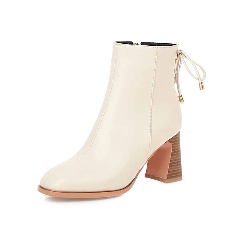ANNYMOLI High Heel Ankle Boots Square Toe Woman Boots Bow Chunky Heel Short Boots Zip Ladies Shoes Autumn Winter Beige Size 46
ANNYMOLI High Heel Ankle Boots Square Toe Woman Boots Bow Chunky Heel Short Boots Zip Ladies Shoes Autumn Winter Beige Size 46