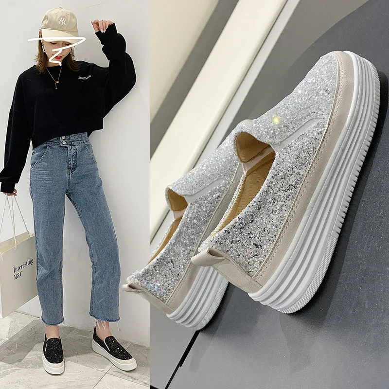 Women Flats Rhinestone Bling Chic Shining Star Sewing Thick Sole Slip on Platform Fashion Casual Sneakers Ladies Shoes
Women Flats Rhinestone Bling Chic Shining Star Sewing Thick Sole Slip on Platform Fashion Casual Sneakers Ladies Shoes